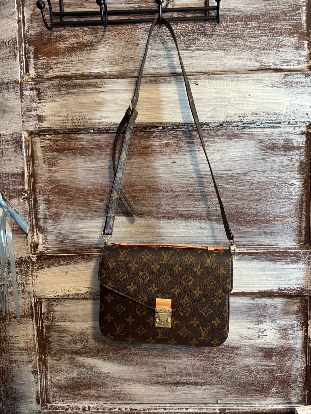 3 Pocket Brown Monogram Crossbody with Gold Hardware